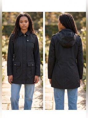 Calvin Klein Black Hooded Mid-Length Trench - Car 🚗 Rain ☔️ Coat 🖤